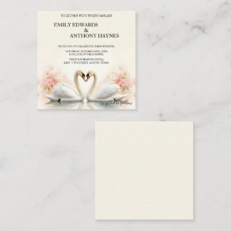 Elegante Schwan-Hochzeit mit romantischen Rosenblü Mitteilungskarte