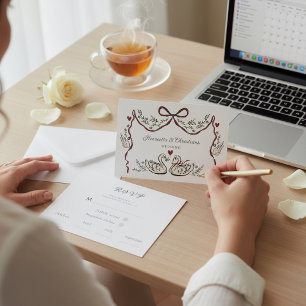 Elegante Schwan-Liebe-Hochzeitsantwortkarte RSVP Karte