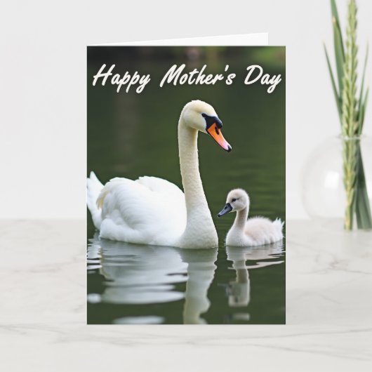 Elegante Schwan-Muttertagskarte Karte (Vorderseite)