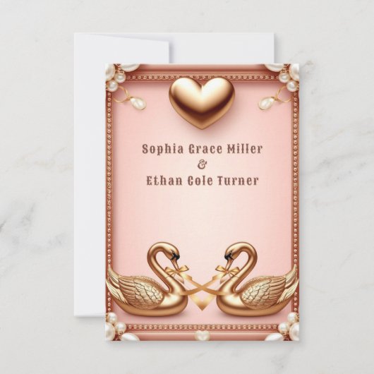 Elegante Schwan Save The Date Hochzeitsankündigung (Vorderseite)