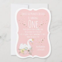 Elegante Schwan-Wasserfarben-Einladung zum ersten 