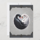 Elegante Schwäne, die gemeinsam ein Herz versprech Einladung (Rückseite)