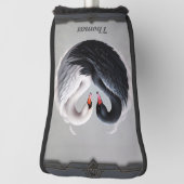 Elegante Schwäne, die gemeinsam ein Herz versprech Golf Headcover (Rotieren 90)