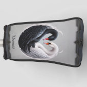 Elegante Schwäne, die gemeinsam ein Herz versprech Golf Headcover (Vorderseite)