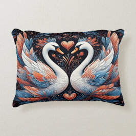 Elegante Schwäne durch Verzierte Blumenmuster Dekokissen