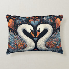 Elegante Schwäne durch Verzierte Blumenmuster Dekokissen