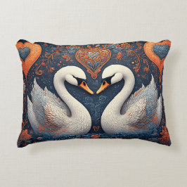Elegante Schwäne durch Verzierte Blumenmuster Dekokissen