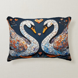 Elegante Schwäne durch Verzierte Blumenmuster Dekokissen