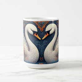 Elegante Schwäne durch Verzierte Blumenmuster Kaffeetasse