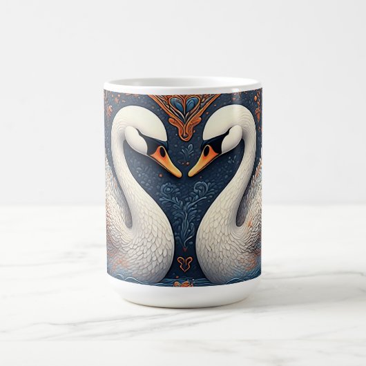 Elegante Schwäne durch Verzierte Blumenmuster Kaffeetasse (Mittel)