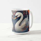 Elegante Schwäne durch Verzierte Blumenmuster Kaffeetasse (VorderseiteRechts)