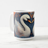 Elegante Schwäne durch Verzierte Blumenmuster Kaffeetasse (Vorderseite Links)