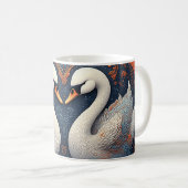 Elegante Schwäne durch Verzierte Blumenmuster Kaffeetasse (VorderseiteRechts)