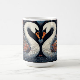 Elegante Schwäne durch Verzierte Blumenmuster Kaffeetasse