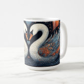 Elegante Schwäne durch Verzierte Blumenmuster Kaffeetasse (VorderseiteRechts)
