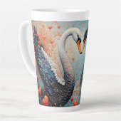 Elegante Schwäne durch Verzierte Blumenmuster Milchtasse (Linke Ecke)