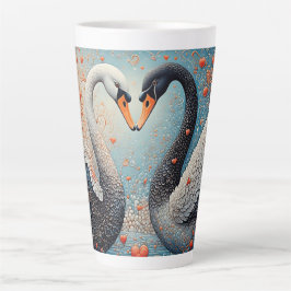 Elegante Schwäne durch Verzierte Blumenmuster Milchtasse