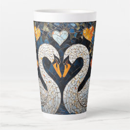 Elegante Schwäne durch Verzierte Blumenmuster Milchtasse