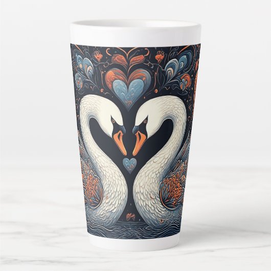 Elegante Schwäne durch Verzierte Blumenmuster Milchtasse (Vorderseite)