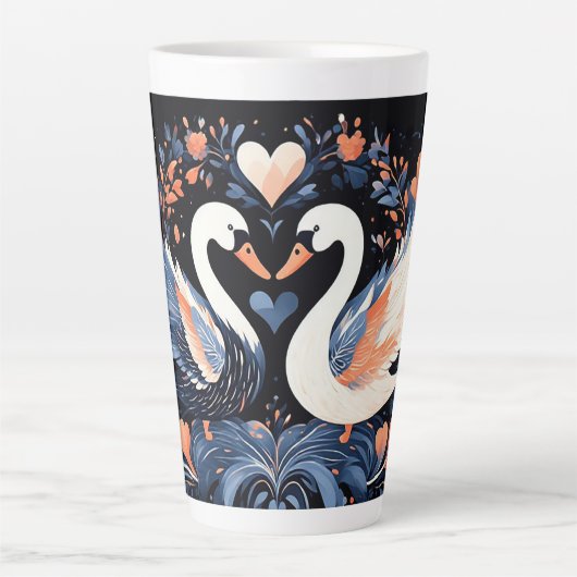 Elegante Schwäne durch Verzierte Blumenmuster Milchtasse (Vorderseite)