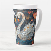 Elegante Schwäne durch Verzierte Blumenmuster Milchtasse (Rechte Ecke)