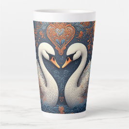 Elegante Schwäne durch Verzierte Blumenmuster Milchtasse