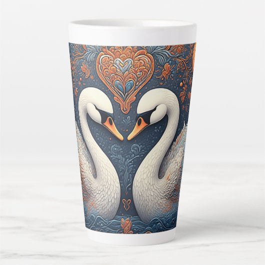 Elegante Schwäne durch Verzierte Blumenmuster Milchtasse (Vorderseite)