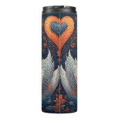 Elegante Schwäne durch Verzierte Blumenmuster Thermosbecher (Rückseite)