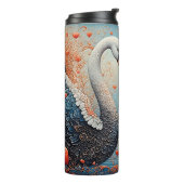 Elegante Schwäne durch Verzierte Blumenmuster Thermosbecher (Nach links gedreht)