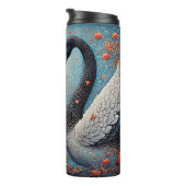 Elegante Schwäne durch Verzierte Blumenmuster Thermosbecher (Nach rechts gedreht)