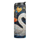 Elegante Schwäne durch Verzierte Blumenmuster Thermosbecher (Nach links gedreht)