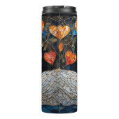 Elegante Schwäne durch Verzierte Blumenmuster Thermosbecher (Rückseite)