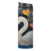 Elegante Schwäne durch Verzierte Blumenmuster Thermosbecher (Nach rechts gedreht)