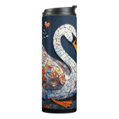 Elegante Schwäne durch Verzierte Blumenmuster Thermosbecher (Nach links gedreht)