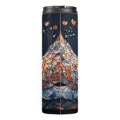 Elegante Schwäne durch Verzierte Blumenmuster Thermosbecher (Rückseite)