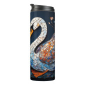 Elegante Schwäne durch Verzierte Blumenmuster Thermosbecher (Nach rechts gedreht)