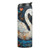 Elegante Schwäne durch Verzierte Blumenmuster Thermosbecher (Nach links gedreht)