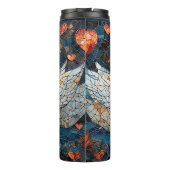 Elegante Schwäne durch Verzierte Blumenmuster Thermosbecher (Rückseite)