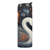 Elegante Schwäne durch Verzierte Blumenmuster Thermosbecher (Nach links gedreht)