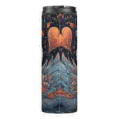 Elegante Schwäne durch Verzierte Blumenmuster Thermosbecher (Rückseite)