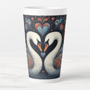 Elegante Schwäne mit aufwendigen Blumenmustern Milchtasse