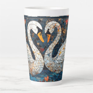Elegante Schwäne mit aufwendigen Blumenmustern Milchtasse