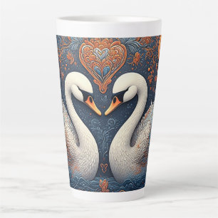 Elegante Schwäne mit aufwendigen Blumenmustern Milchtasse