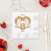 Elegante Schwäne mit Goldenen Ringen Serviette (Beispiel)