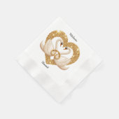 Elegante Schwäne mit Goldenen Ringen Serviette (Ecke)