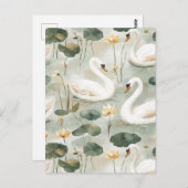 Elegante Schwäne Postkarte (Vorne/Hinten)