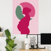 Elegante Schwangere Frauen Silhouette Kinderzimmer Poster (Heimbüro)