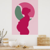 Elegante Schwangere Frauen Silhouette Kinderzimmer Poster (Küche)