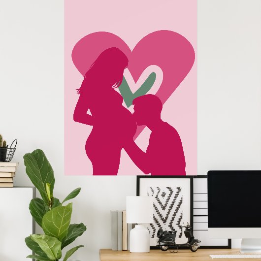 Elegante Schwangere Frauen Silhouette Kinderzimmer Poster (Heimbüro)