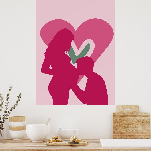 Elegante Schwangere Frauen Silhouette Kinderzimmer Poster (Küche)